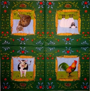 HAHU-011 Rooster,  Hen - 3-ply (green) - Ihr